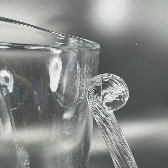 Vintage Clear Glass Crystal Pitcher Jug With Swirl Handle Made In Poland Glass - Picture 7 of 12